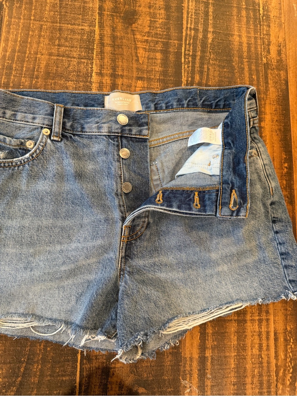 Everlane Blue Raw-Hem High-Rise Denim Cutoff Shorts